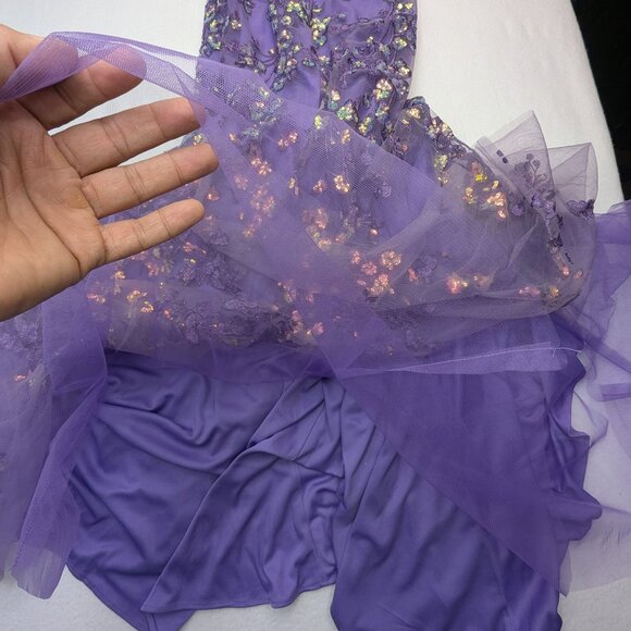NWT Stacees Strapless Purple Floral Dress - Size 2 - Picture 15 of 17